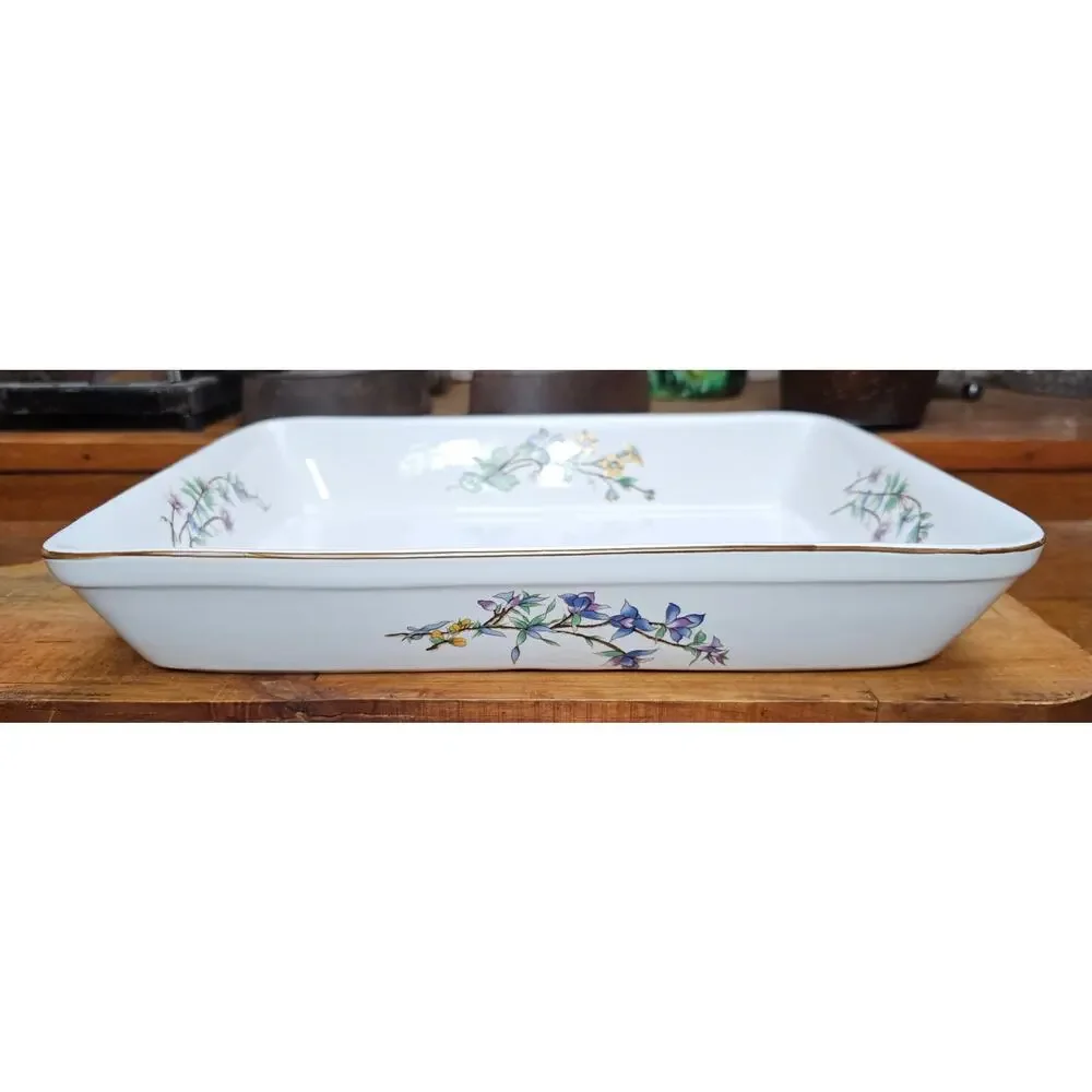 Woodhill Fine Bakeware Ceramic Botanical Floral Casserole Lasagna Dish 12 x 9